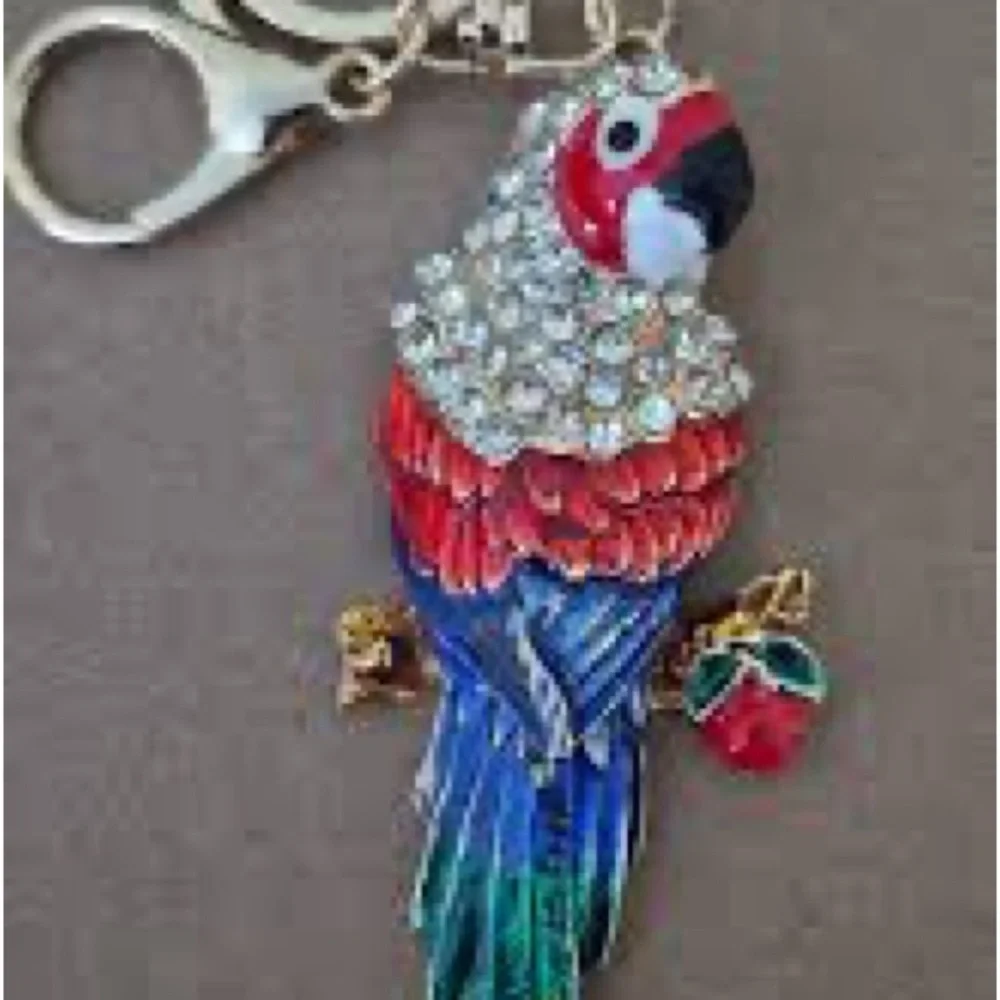 Colorful Parrot Rhinestone Bag Charm Keychain